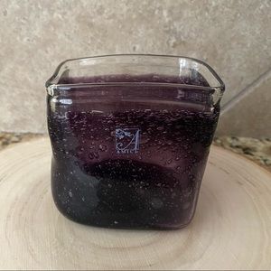 Purple Amethyst Amici Italian Hand Blown Square Bubble Vase Vintage Art Glass